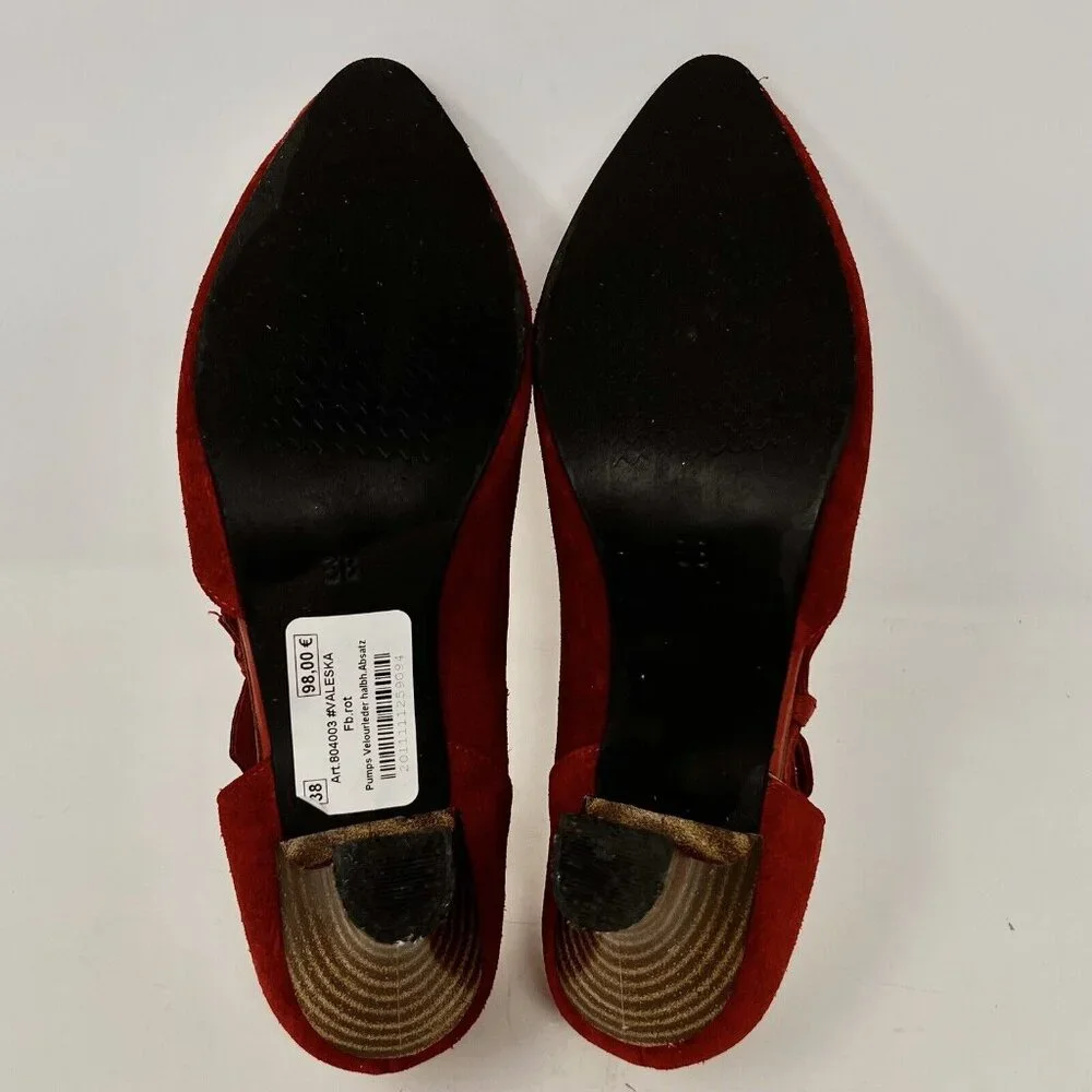 Spieth & Wensky Valeska Womens‎ Pump Leather Suede Red Bow Accent  Heel Sz 38